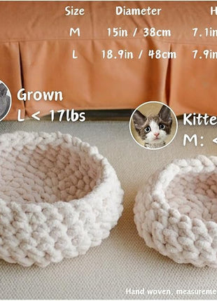Cat Nest Bed – Premium Handwoven Washable Extra Soft Round Cave House for Indoor Kitten & Kitty, Small & Large (Grayish Blue,Medium)