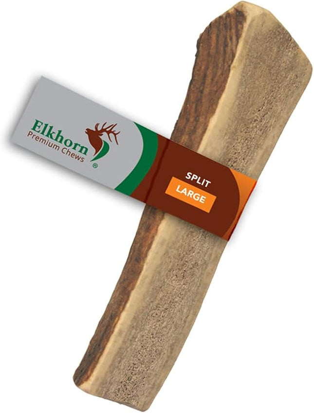 Large Split Single Pack (for 30-50 lb Dogs) Premium Grade Elk Antler for Dogs (1 Piece) Sourced in The USA