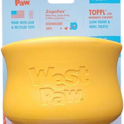 WEST PAW Toppl Durable Dog Treat Puzzle Toy for Large Dogs- Engaging Interactive Chew Toy for Mental Stimulation, Slow Feeding- One and Quarter Cup Capacity - Sunflower Yellow, XL