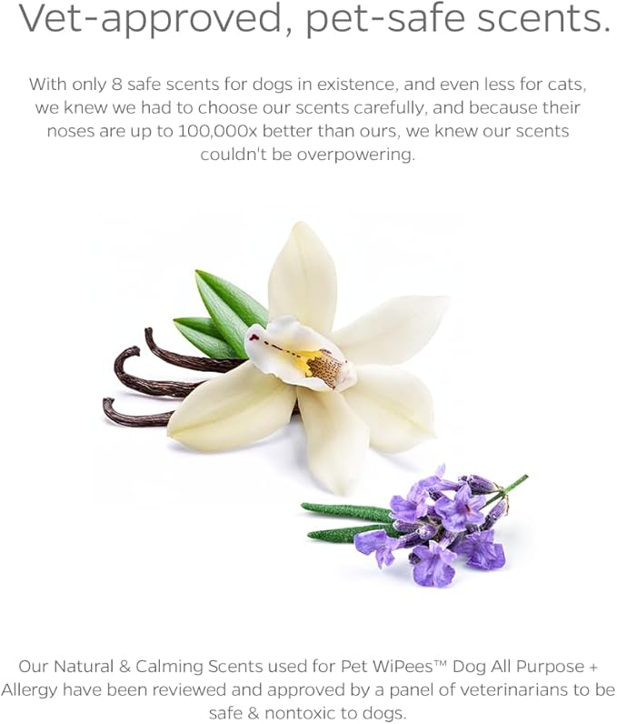 Dog All Purpose + Allergy Pet WiPees™ – 100 Allergy Wipes for Dogs, All Natural Dog Wipes for Paws, Folds & Hot Spots, Daily Pet Wipes for Allergy Relief & Skin Health (Calming, 100ct)