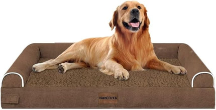 Large Dog Bed Orthopedic Washable: Beds Bolster XL Bed Big XLarge Dogs Egg Crate Foam Couch Sofa Waterproof with Removable Cover - Dark Coffee