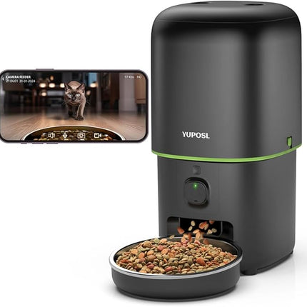 Automatic Cat Feeder with Camera - 5G WiFi Auto Cat Food Dispenser, 1080P HD Video with Night Vision, 1-15 Meals, 1-99 Portions, 2-Way Audio, Keeps Food Fresh, 4L Timed Pet Feeder Also for Dogs