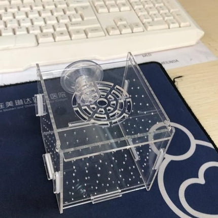 Acrylic Fish breeding Box, Acrylic Fish Isolation Box, Fish Separator for Aquarium, Hatchery Incubator with Suction Cups for Small Baby Fishes Shrimp Clownfish Guppy (3.9 * 3.9 * 3.9inch)