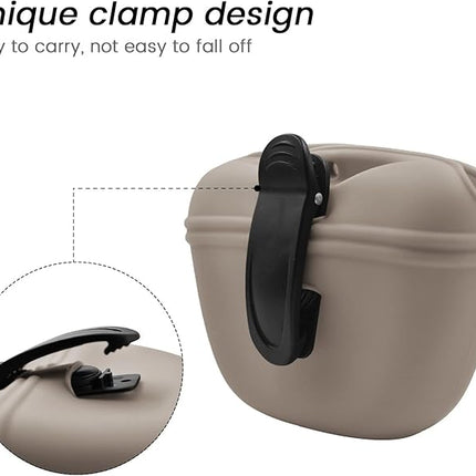 AUDWUD Silicone Dog Treat Pouch,with Dog Training Clicker,Clip on Portable Training Container,Convenient Magnetic Buckle Closing and Upgraded Waist Clip for Enhanced Stability