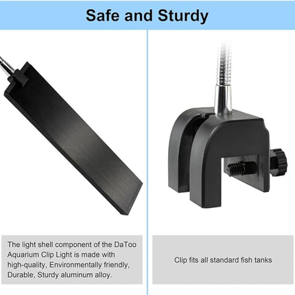 Aquarium Light Small LED Clip Light for Fish Tank 10W, 1 Yr Warranty