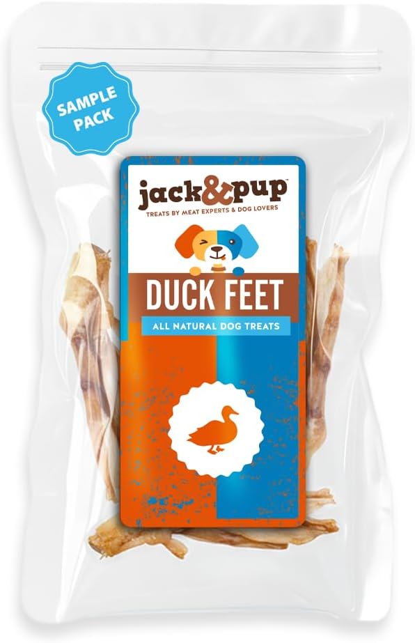Jack&Pup Duck Feet for Dogs – All Natural Dog Chews, Single Ingredient Dehydrated Duck Feet Dog Treats – Great for Small & Medium Dogs (3 Count) Great Alternative to Chicken Feet