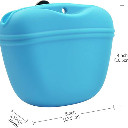 AUDWUD Silicone Dog Treat Pouch,with Dog Training Clicker,Clip on Portable Training Container,Convenient Magnetic Buckle Closing and Upgraded Waist Clip for Enhanced Stability