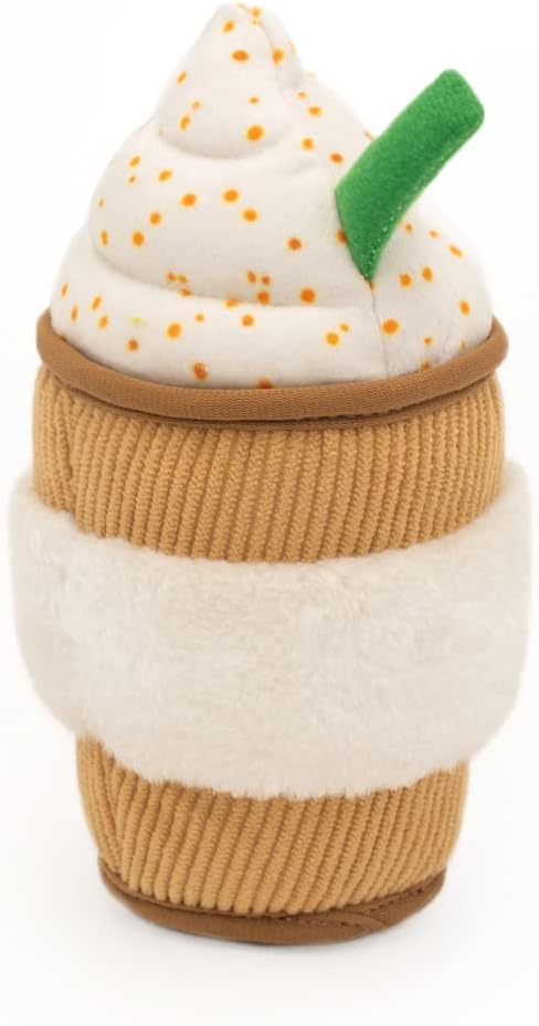 ZippyPaws NomNomz - Dog Squeaky Toys to Keep Them Busy, Funny Food Plush for Small, Medium, & Large Dogs, Cute Stuffed Puppy Toy, Pet Products, Gift for Dogs of All Breeds, Soft & Cuddly - Puppuccino