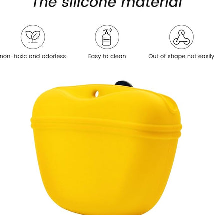 AUDWUD Silicone Dog Treat Pouch,with Dog Training Clicker,Clip on Portable Training Container,Convenient Magnetic Buckle Closing and Upgraded Waist Clip for Enhanced Stability