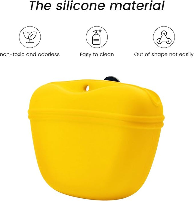 AUDWUD Silicone Dog Treat Pouch,with Dog Training Clicker,Clip on Portable Training Container,Convenient Magnetic Buckle Closing and Upgraded Waist Clip for Enhanced Stability