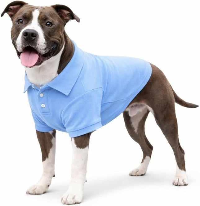 lovelonglong Basic Dog Polo Shirts Premium Cotton, Polo T-Shirts for Large Medium Small Dogs with a Two-Button Collar Blank Color Sky-Blue XL