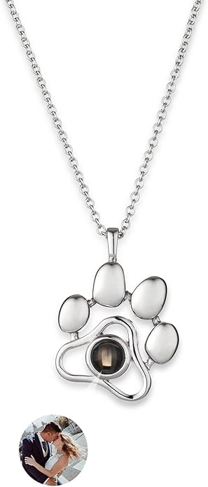 Customized Paw Print Necklace Personalized Pet Name Necklace Custom Engraved Dog Cat Paw Pendant Necklace Pet Memorial Gift for Pet Lovers