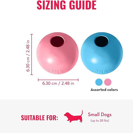 KONG Puppy Ball w/ Hole - Soft & Durable Activity Ball for Puppies - Dog Toy Supports Healthy Exercise & Interactive Play - Dog Toy for Natural Teething - For Small Puppies - Assorted Colors