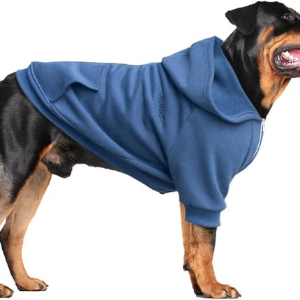 Large Dog Zipper Hoodies Clothes Zip Up Sweaters for Labrador Dobermann, Blue, 5X-Large