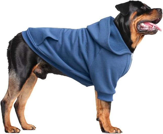 Large Dog Zipper Hoodies Clothes Zip Up Sweaters for Labrador Dobermann, Blue, 5X-Large