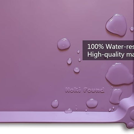 Hoki Found XX-Large Silicone Pet Food Mats - Non Slip Dog Cat Bowl Placemats - Waterproof Dog Cat Food Mats for Carpet - Amethyst