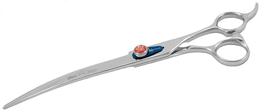 Kenchii Five Star Offset Handle Professional Dog Grooming Shears, 8 Inch Curved Shears, Light Weight, Heavy Duty Pet Grooming Scissor for Dogs, Cats