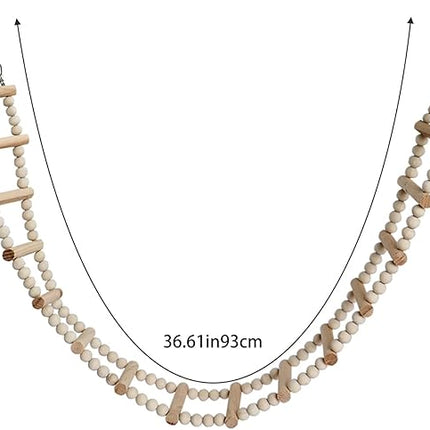 Bird Ladder Bridge, Wooden Pet Hamster Climbing & Swing Toys, Cage Accessories for Birds Rats Parrots Hamster Squirrel Sugar Gliders Parakeets Cockatiels - 16 Steps - 36.6 x 3.14 Inch