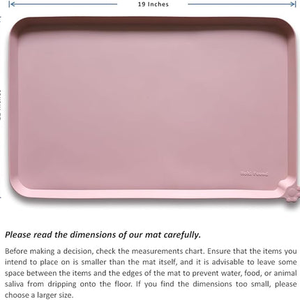 Hoki Found Silicone Pet Food Tray - High-Lips Dog Cat Bowl Mats - Waterproof Dog Cat Food Mats - Neutral Pink