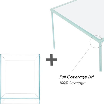 Nano Tall Rimless Aquarium Low Iron Frameless Fish Tank, Extra Clear with Floating Air Style, for Aquariums or Terrariums