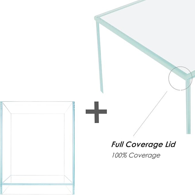 Nano Tall Rimless Aquarium Low Iron Frameless Fish Tank, Extra Clear with Floating Air Style, for Aquariums or Terrariums