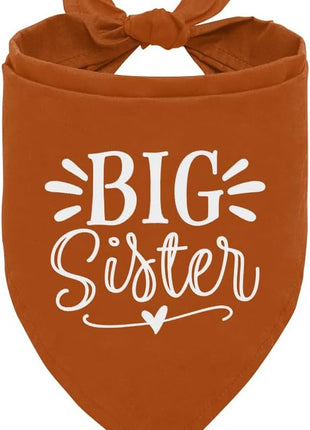 Big Sister Bandana for Dogs, Pet Pregnancy Announcement, Dark Orange Dog Bandana, Dog Baby Announcement, Pet Bandanas for Small Medium Dogs (M)