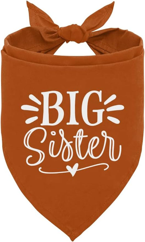 Big Sister Bandana for Dogs, Pet Pregnancy Announcement, Dark Orange Dog Bandana, Dog Baby Announcement, Pet Bandanas for Small Medium Dogs (M)