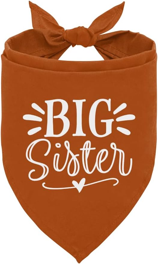 Big Sister Bandana for Dogs, Pet Pregnancy Announcement, Dark Orange Dog Bandana, Dog Baby Announcement, Pet Bandanas for Small Medium Dogs (M)