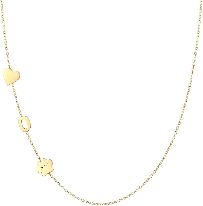 Personalized Sideways Paw Print and Initial Necklace, Dog Cat Mom Gift Pet Memorial Gifts Mothers Day for Women