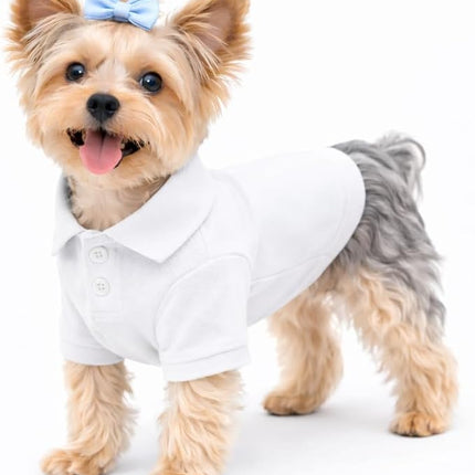 lovelonglong Basic Dog Polo Shirts Premium Cotton, Polo T-Shirts for Large Medium Small Dogs with a Two-Button Collar Blank Color White M