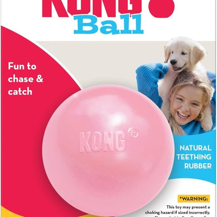 KONG Puppy Ball w/ Hole - Soft & Durable Activity Ball for Puppies - Dog Toy Supports Healthy Exercise & Interactive Play - Dog Toy for Natural Teething - For Small Puppies - Assorted Colors