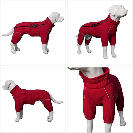 Lovelonglong Dog Coat, Red, S (Back 11", Chest 14.5"), Waterproof, Reflective, Windproof, Adjustable, Modern, Dog Winter, Small Medium Large Dogs, Cotton with Waterproof Outer Layer