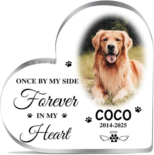 Pet Memorial Gifts Personalized Pet Memorial Plaque Loss of Dog Sympathy Gift Cat Memorials Gift for Loss of Cat Dogs Bereavement Passing Away Gifts Custom Pets Heart Shape Acrylic Plauqe