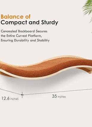 Cat Wall Shelves for Large Cats - Wall Mounted Furniture with Comfortable Cushion, Perfect Perch and Bed for Multi-Cat Households - 35 inch Wavy Shelf for Climbing, Playing, Resting, and Lounging