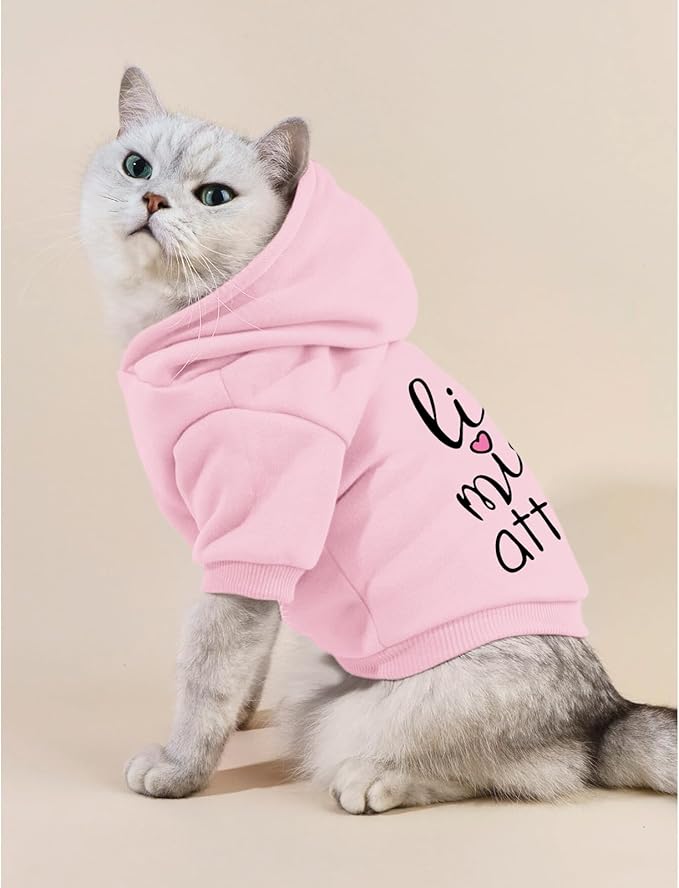 Cat Hoodies for Cats Puppy Pet Clothes Cat Apparel Little Miss Attitude Print Dog Hoodie for Small Medium Dogs Outfits for Kittens(Pink,2XL)