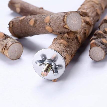 Bird Perch Nature Wood Stand for 3-4pcs Small Medium Parrots (S)