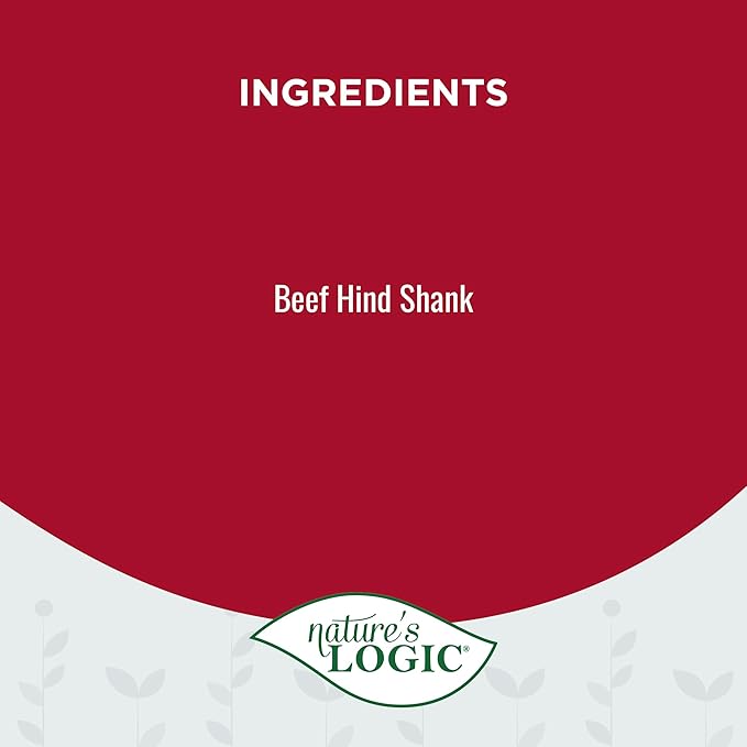 Nature's Logic Beef Hind Shank Bone - 7-8'' Long Chew - Collagen & Protein Source for Dog Dental Health & Occupation - Carnivore Appropriate Recreational Chewing & Dental Care - Large Hind Shank