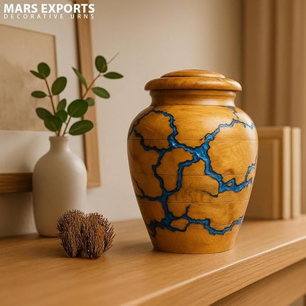 Handcrafted Wooden Urn for Human Ashes Adult Male - Small Decorative Urn for Ashes for Women & Men - Funeral & Burial Urn - Holds Up to 20lbs (Small)