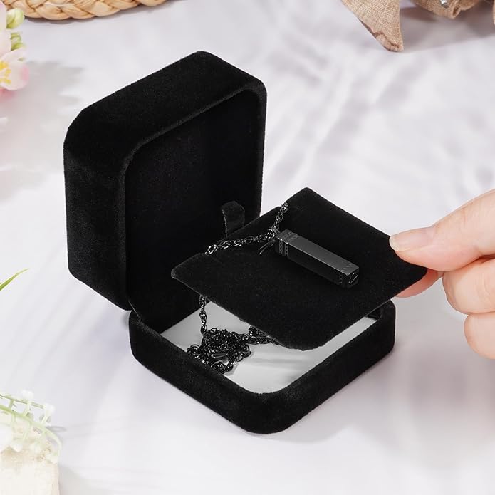 abooxiu Urn Necklace for Ashes Memorial Cremation Jewelry for Ashes Stainless Steel Ashes Jewelry Cube Ashes Necklace Bar Urn Pendant for Women Men
