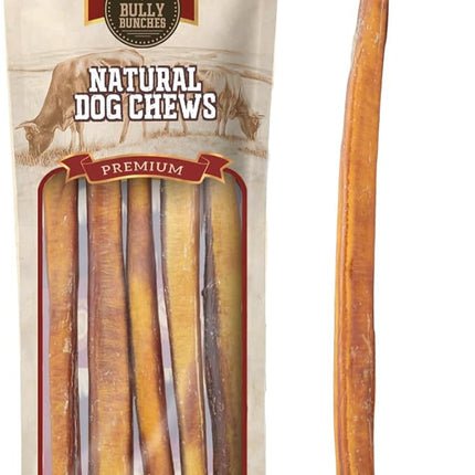 Bully Bunches Premium 12 Inch Thick Odor-Free Bully Sticks for Medium & Large Dogs - Long Lasting Chews for Oral Care - All Natural & Single Ingredient, 100% Beef Dog Treat, Rawhide Free (5 Pk)