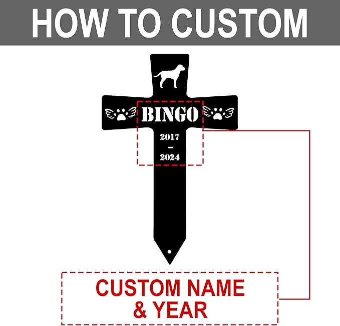 Personalized Metal Dog Grave Markers Stake, Pet Memorial Outdoor Garden Sign Plaque, Custom Pets Name Marker for Cemetery, Pet Loss Sympathy Gift