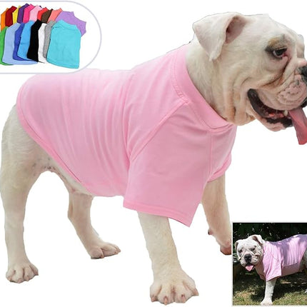 Lovelonglong Bulldog Clothes Dog Clothing Blank T-Shirt Tee Shirts for French Bulldog English Bulldog American Pit Bull Pugs 100% Cotton Skin Care Pink B-XL
