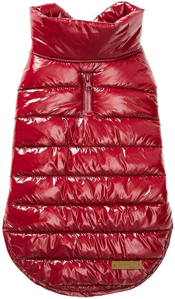 Blueberry Pet Cozy & Comfy Windproof Lightweight Quilted Fall Winter Glossy Dog Puffer Jacket in Deep Rouge, Back Length 24", Size 22, Warm Coat for Large Dogs