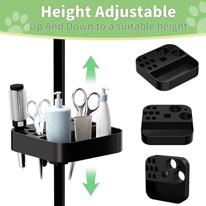 VFK 36''/47''Large Dog Grooming Table, Foldable Pet Station at Home, Dog Grooming Table,Adjustable Cat Drying Desktop with Arms, Nooses, Mesh Tray (Basic pet Table, 47" Black)