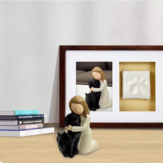 Bingo Castle Black Dog Angel Figurines, Angel Dog Friendship Memorials for Dog Lovers