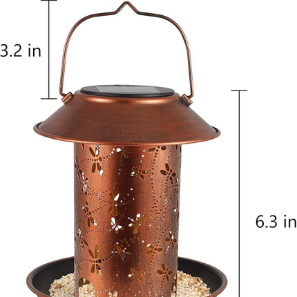 Bird Feeders for Outdoors Dragonfly Solar Lanterns Outdoor Waterproof Garden Decor Gifts for Women Mom Grandma Metal Solar Decoration Outside LED Lanterns for Yard, Patio, Lawn, Pathway(2 Pack)