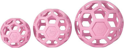 JW Pet HOL-ee Roller™, Dog Toy Puzzle Ball, Natural Rubber, Small (3 Inch Diameter), Pink