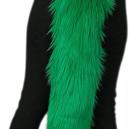 Bianna Creations Long Faux Fur Animal Luxury Tail, Cosplay Fursuit Fursona,Costume Dress Up Pet Play Furry Accessory (30", Emerald Green)