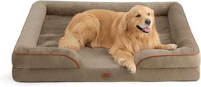 Bedsure XXL Orthopedic Dog Bed for Extra Large Dogs - Washable Giant Dog Cat Bed Waterproof, Comfort Dogs Couch Sofa with Washable Removable Cover, Pet Bed with Nonskid Bottom, Hazel, 52"