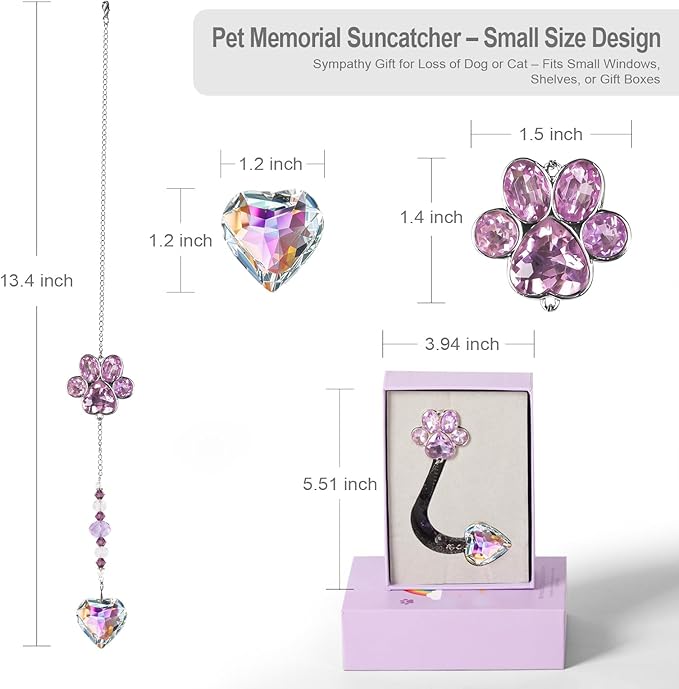 Pet Memorial Gifts,Dog Memorial Suncatcher,Pet Loss, Pet Sympathy,Thoughtful Bereavement Gifts,Dogs and Cats Remembrance Gift